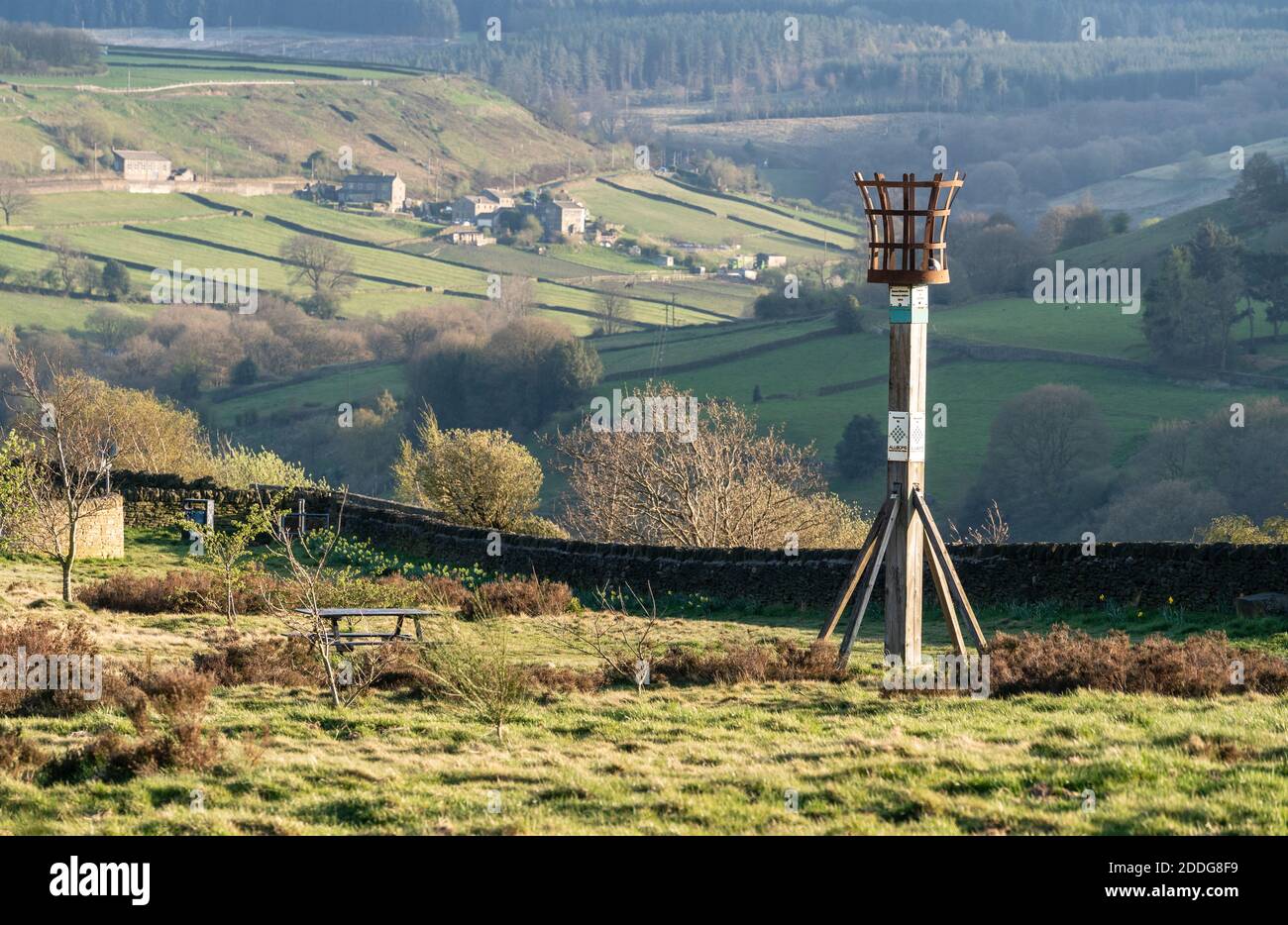 millenium beacon on wooldale cliif near holmfirth, west yorkshire Stock
