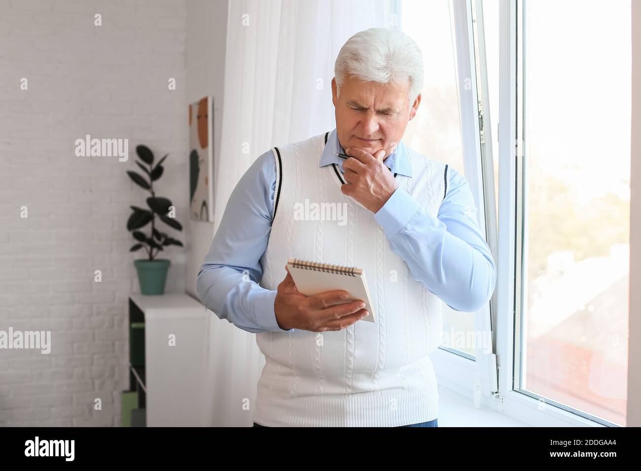 Senior male psychologist near window in office Stock Photo Alamy