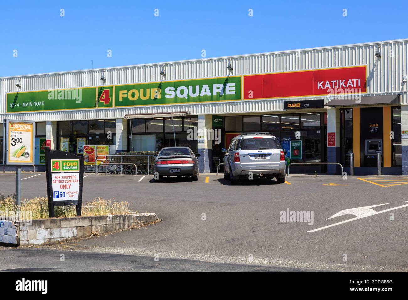 The Four Square supermarket in Katikati, New Zealand. Four Square is a