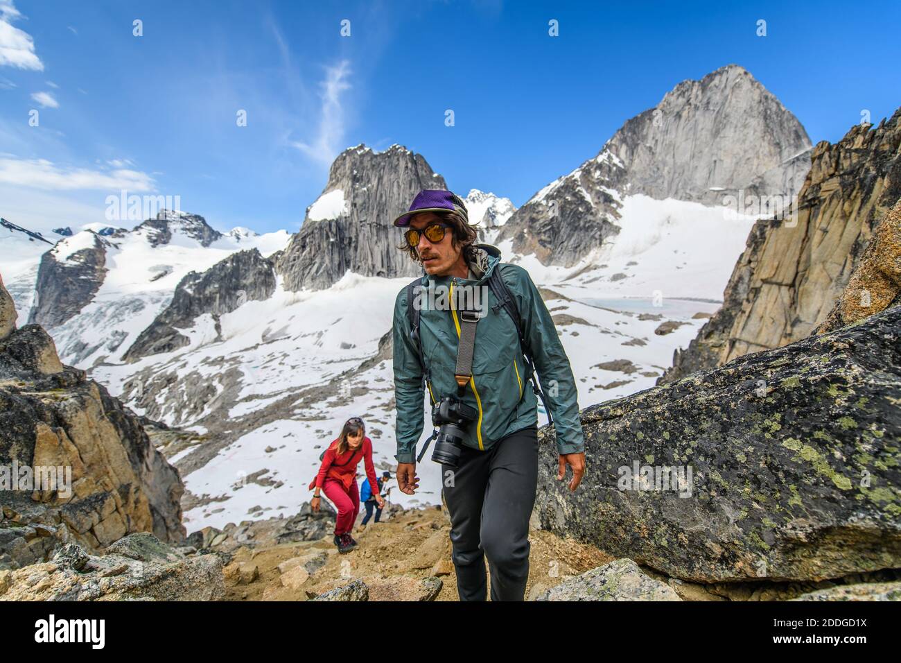 Climbers at Bugaboo Provincial Park, British Columbia, Canada Stock Photo