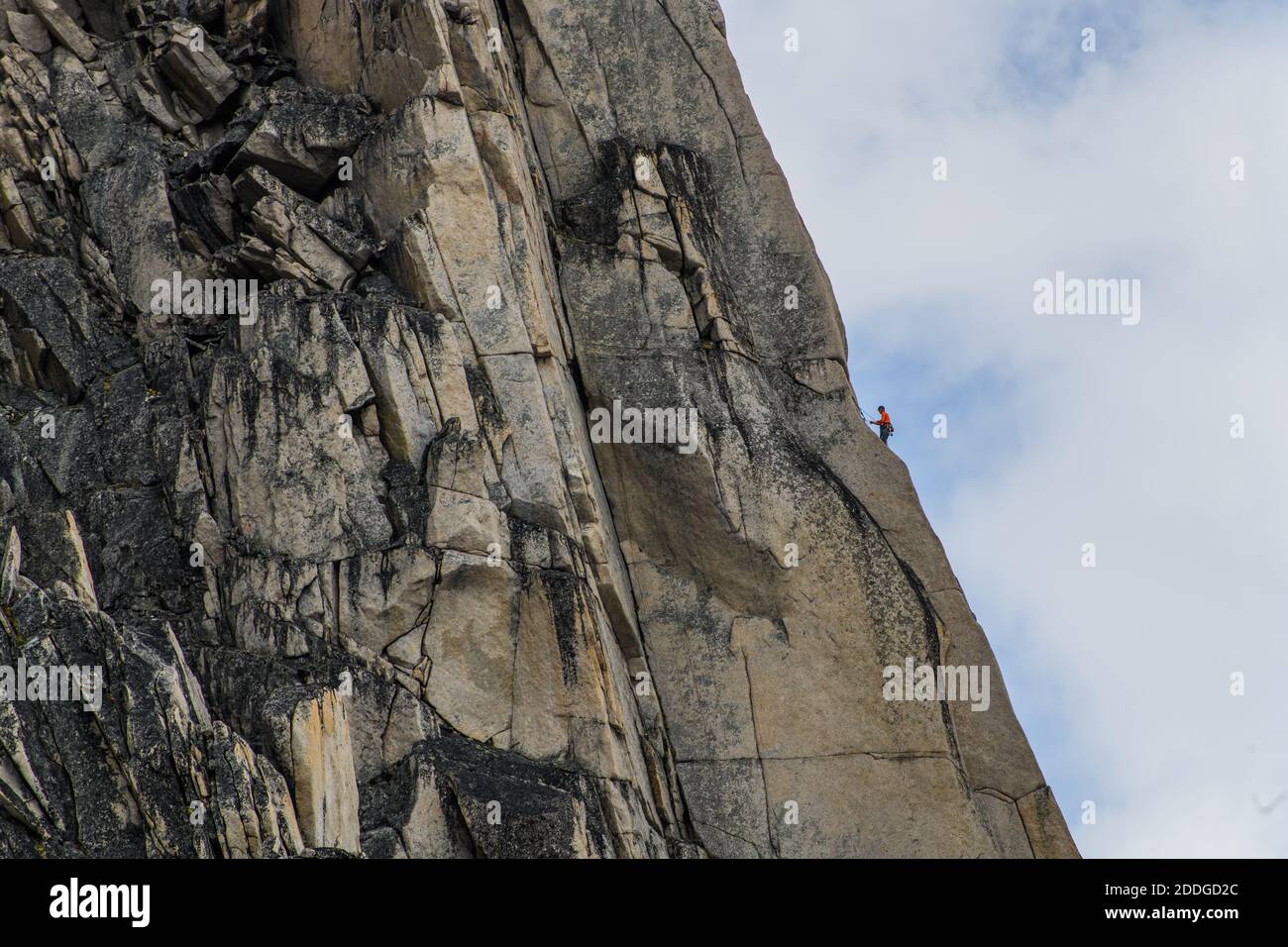 Person rock climbing, Bugaboo Provincial Park, British Columbia, Canada Stock Photo