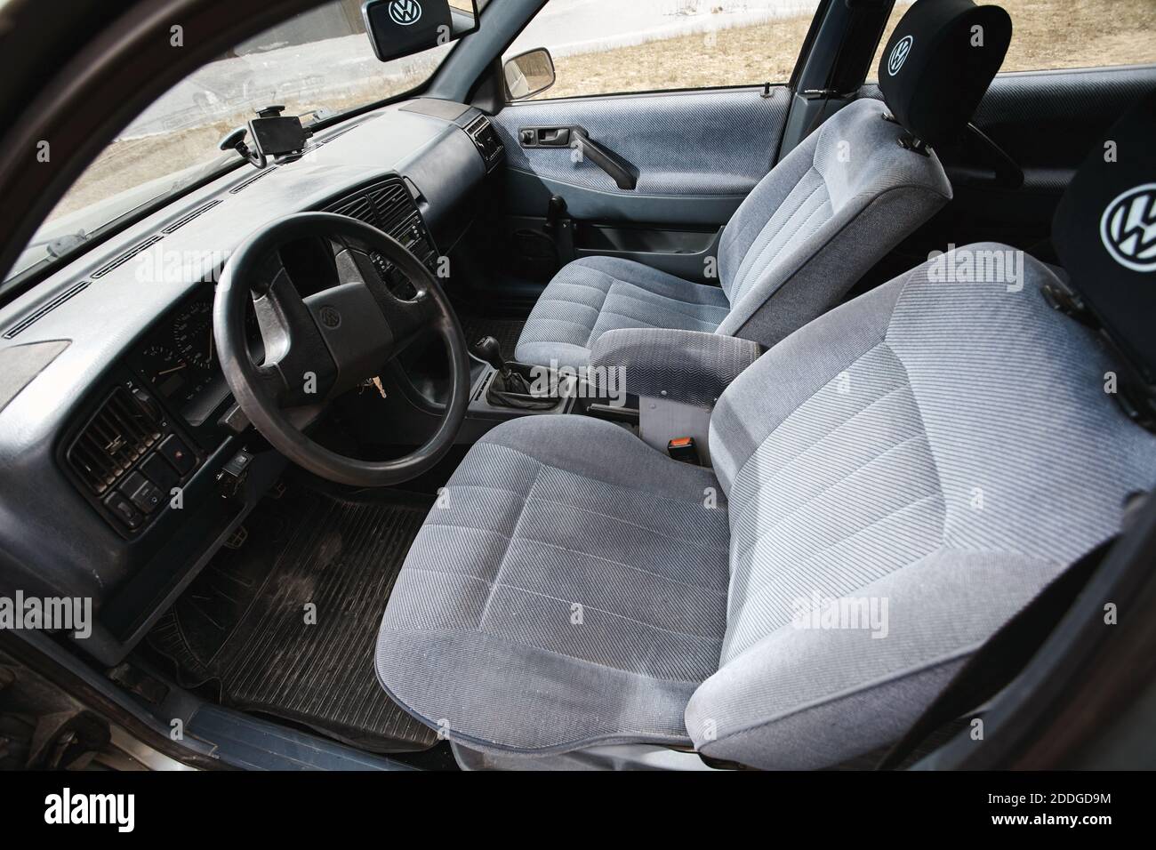GRODNO, BELARUS - January 2018: Volkswagen Passat B3 GT 1.8 Volkswagen  Passat, cockpit interior details gray cabin interior design car passenger  and Stock Photo - Alamy