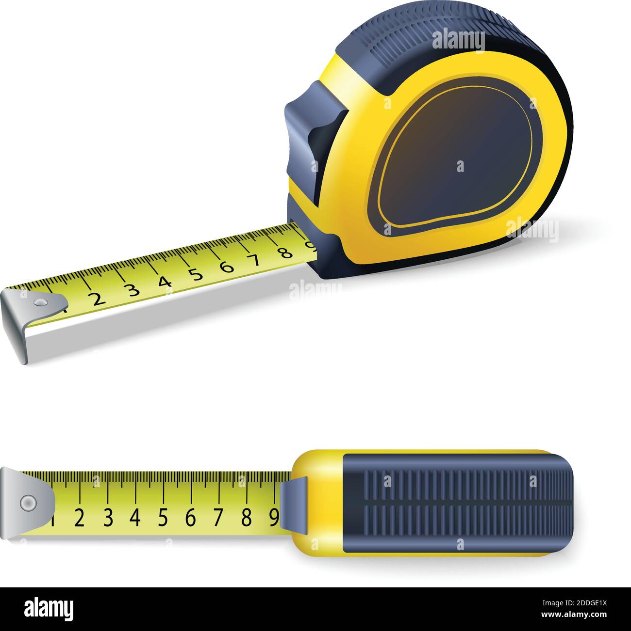 3d vector realistic measurement ruler. Isolated icon illustration. Measuring tape roulette. Stock Vector