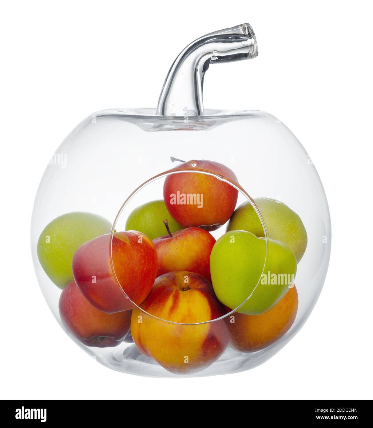 Appleshaped glass fruit bowl isolated on white Stock Photo Alamy