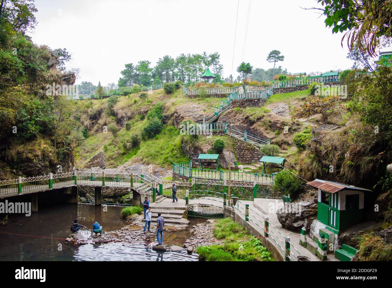 Beautiful Elephant Falls, the Three steps water falls, in Shillong, Meghalaya, East Khasi Hills, India Stock Photo