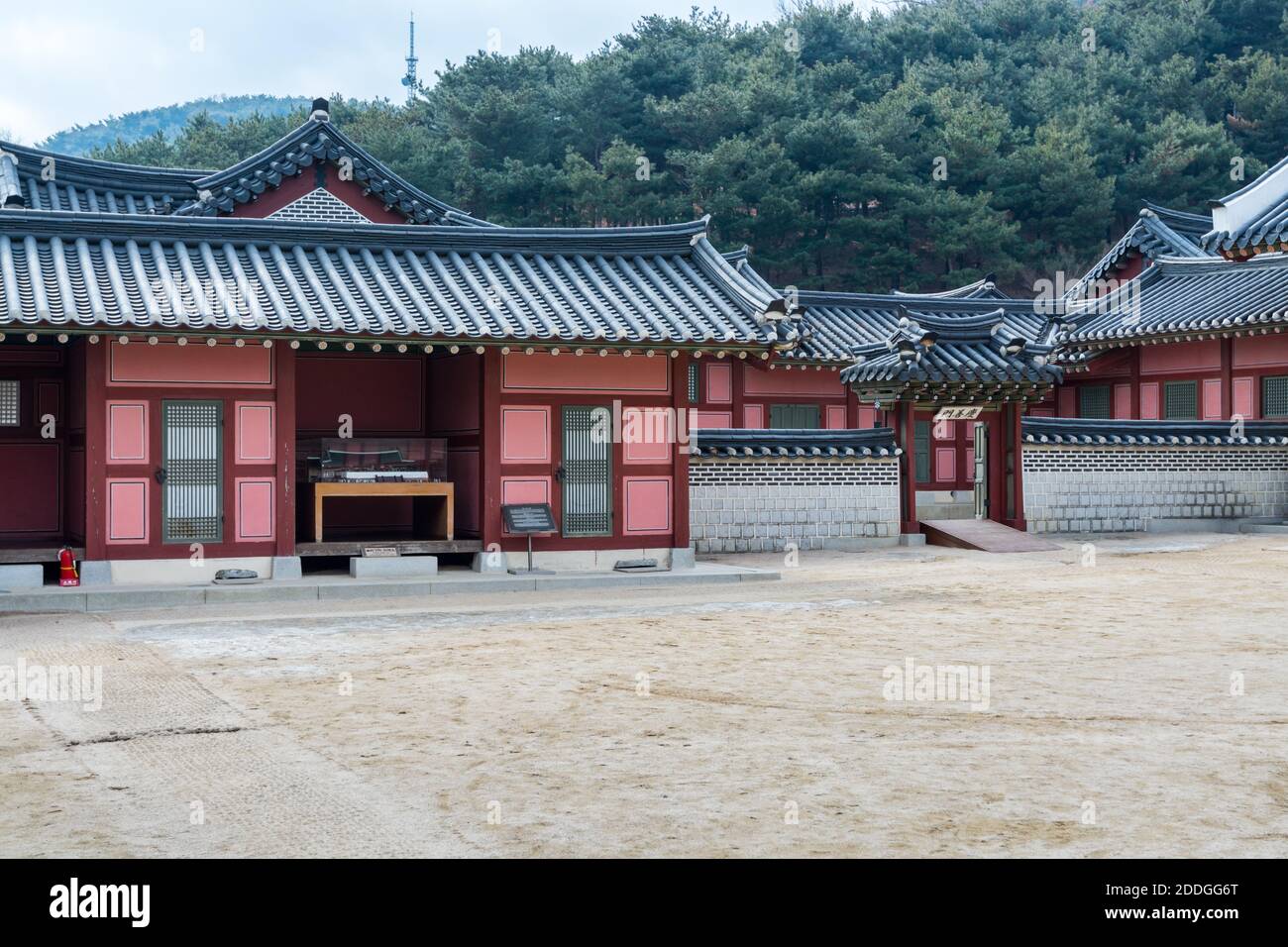 Wooden house with black tiles of Hwaseong Haenggung Palace loocated in