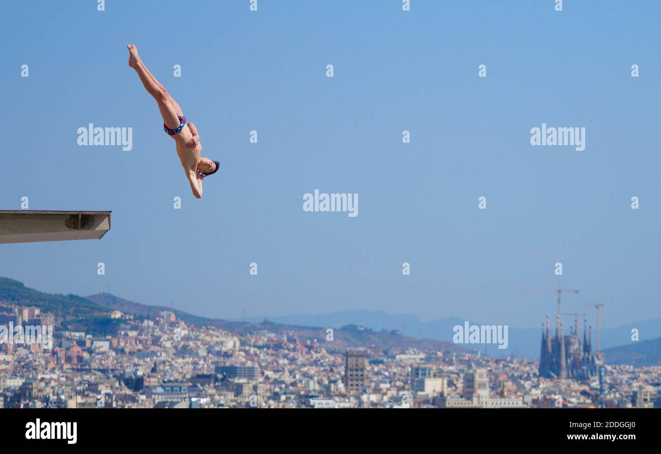 Platform Diving Championship, Montjuic Stock Photo Alamy