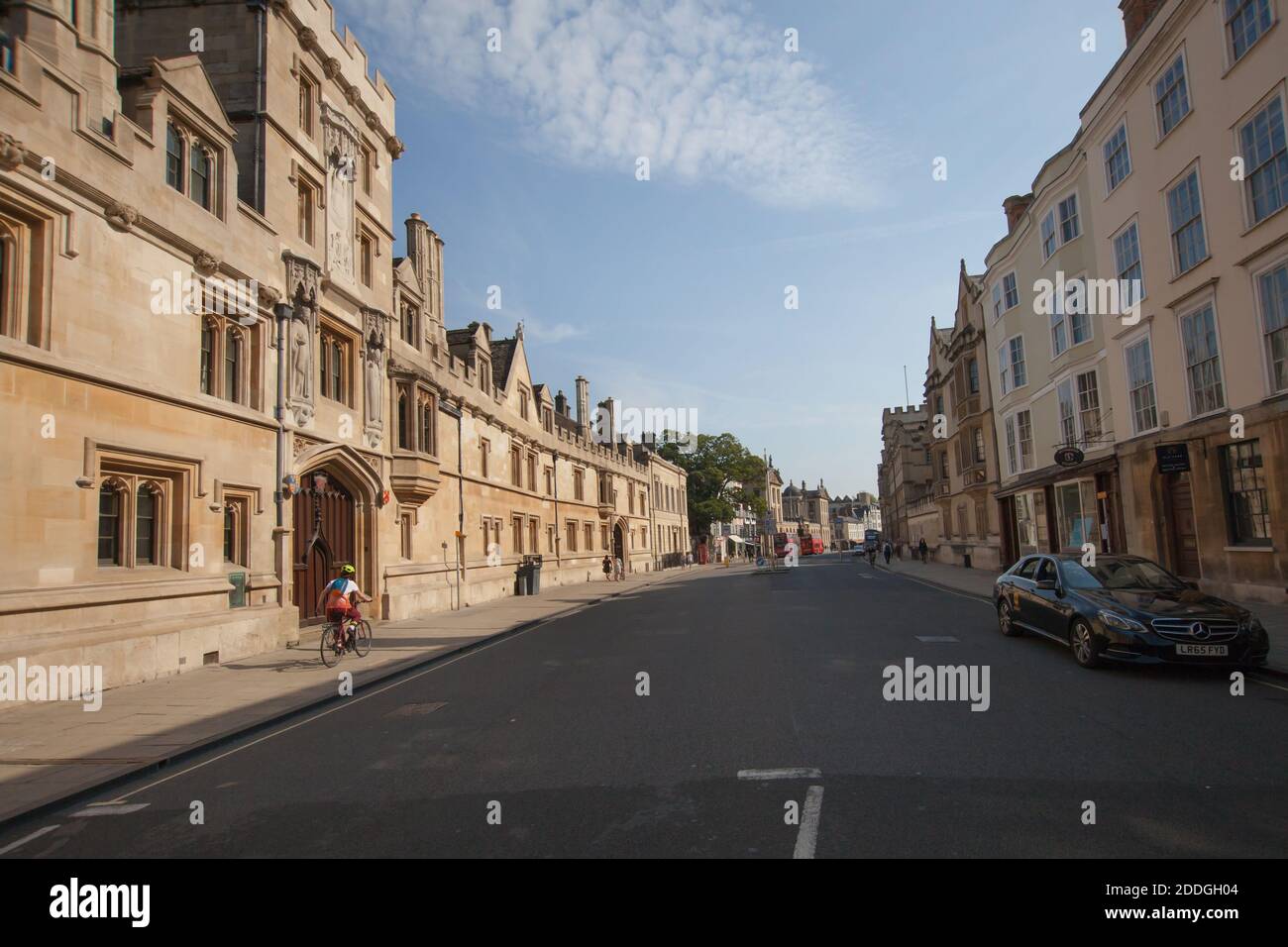 Oxford High Street and All Souls College in the UK, taken on the 15th of September 2020 Stock Photo