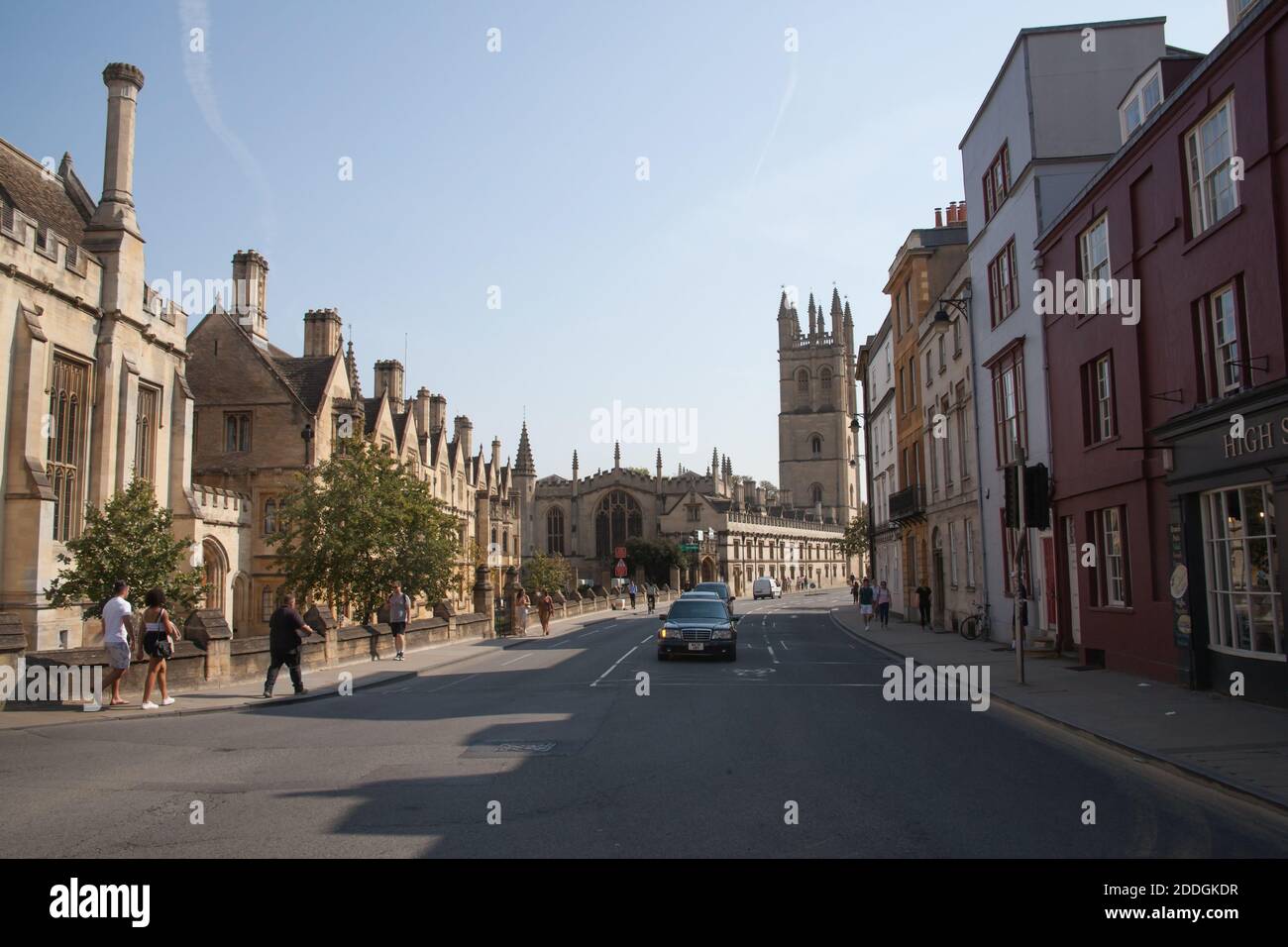 Views of Oxford High Street, including Magdalen College in the UK, taken on the 15th of September 2020 Stock Photo