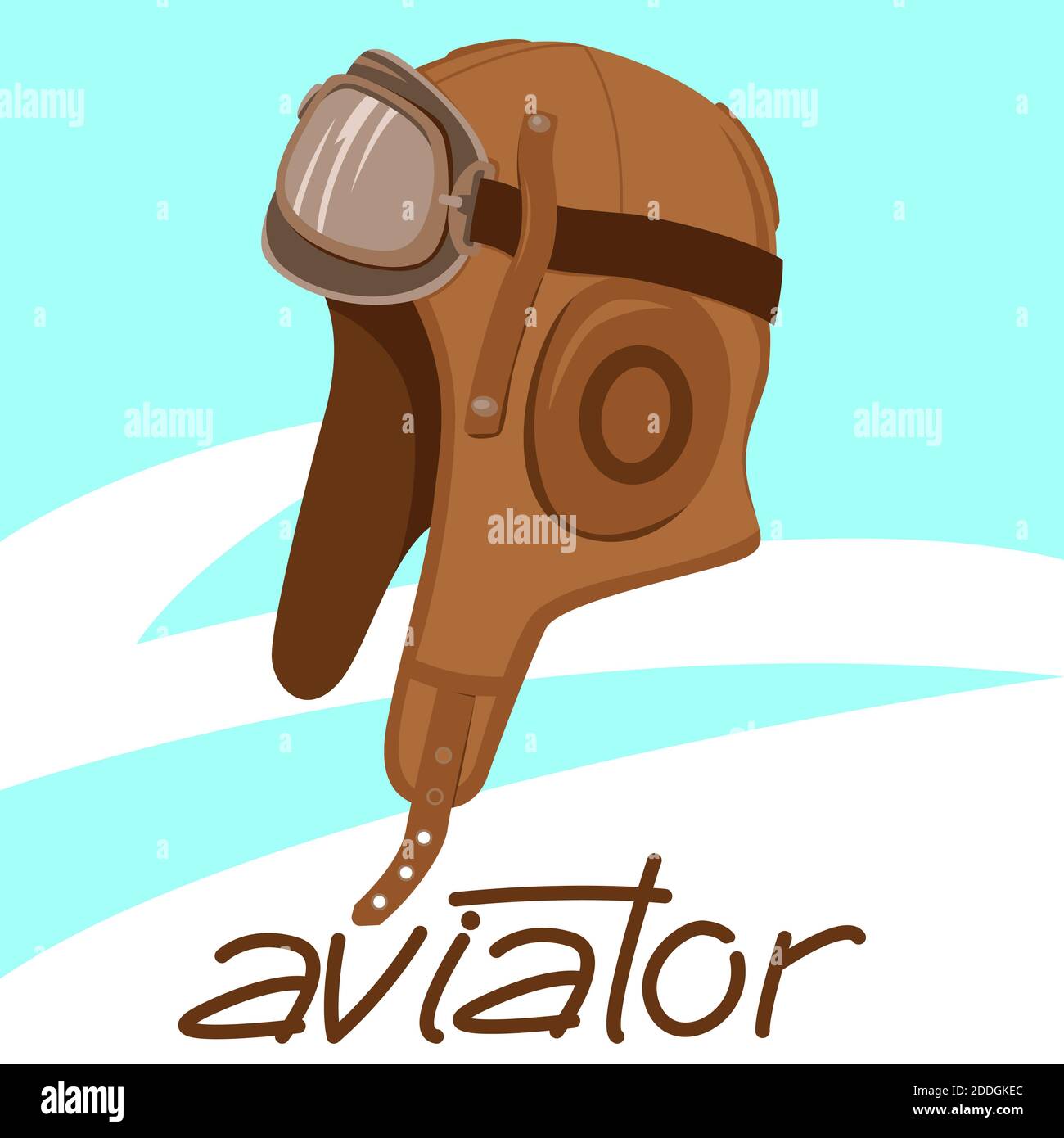 retro aviator helmet, vector illustration , flat style, vintage Stock Photo