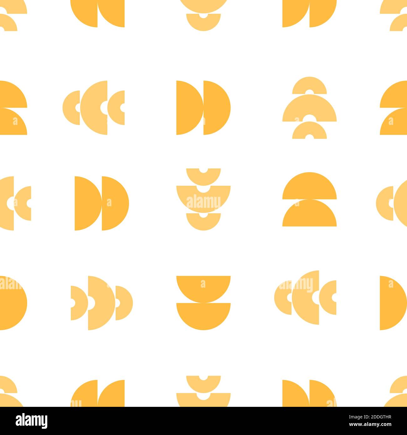 The seamless pattern with different yellow semicircles Stock Vector