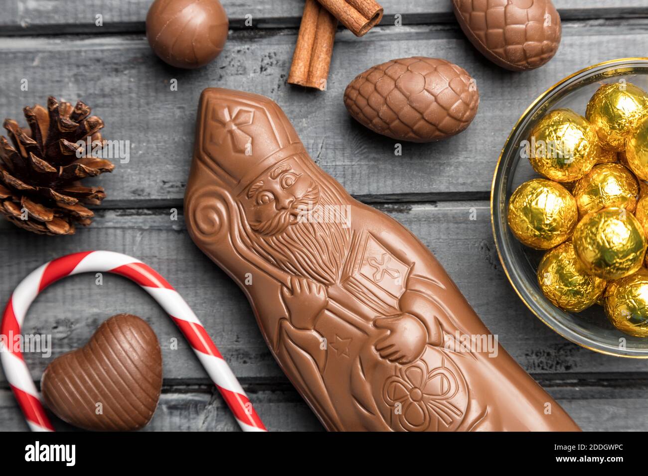 Delicious festive Christmas chocolate and sweets for the holiday period Stock Photo