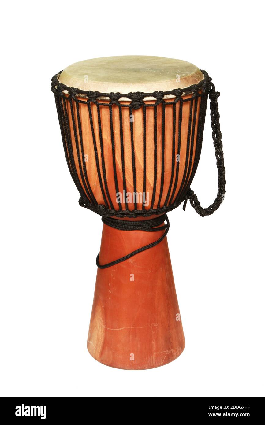 A vertical shot of a drum isolated on a white background Stock Photo