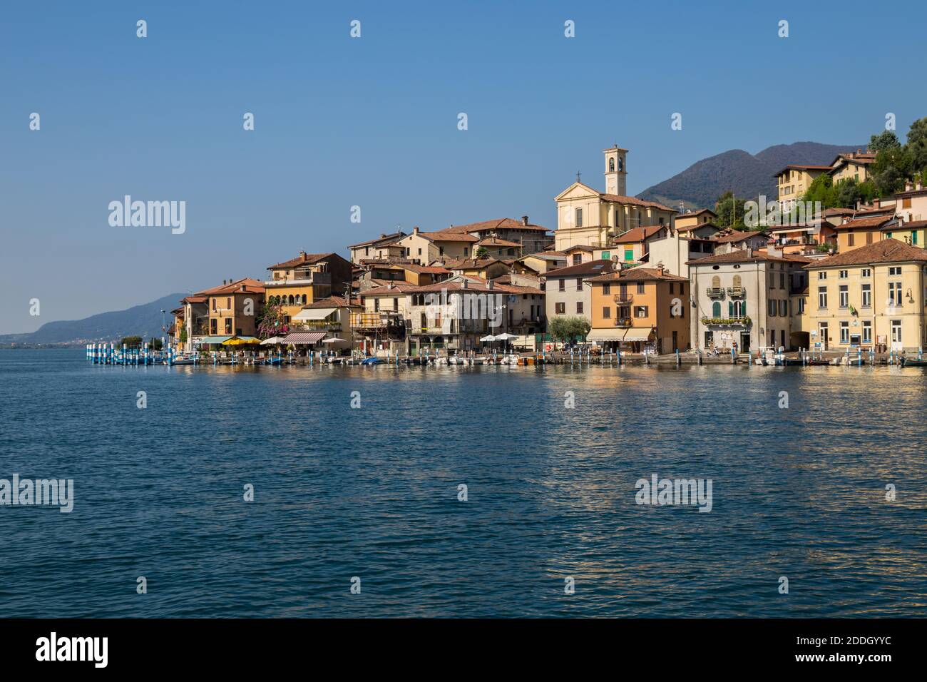 MONTE ISOLA, ITALY, SEPTEMBER 9, 2020 - View of Monte Isola, Iseo Lake, Brescia province, Lombardy, Italy. Stock Photo