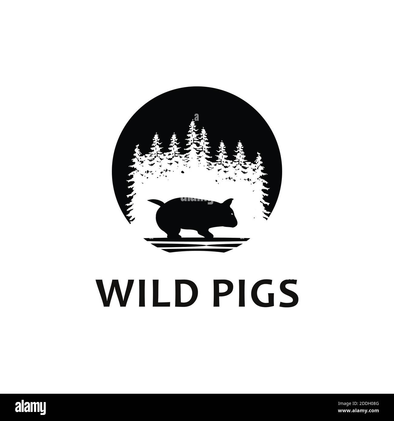 wild pig logo icon silhouette Stock Photo