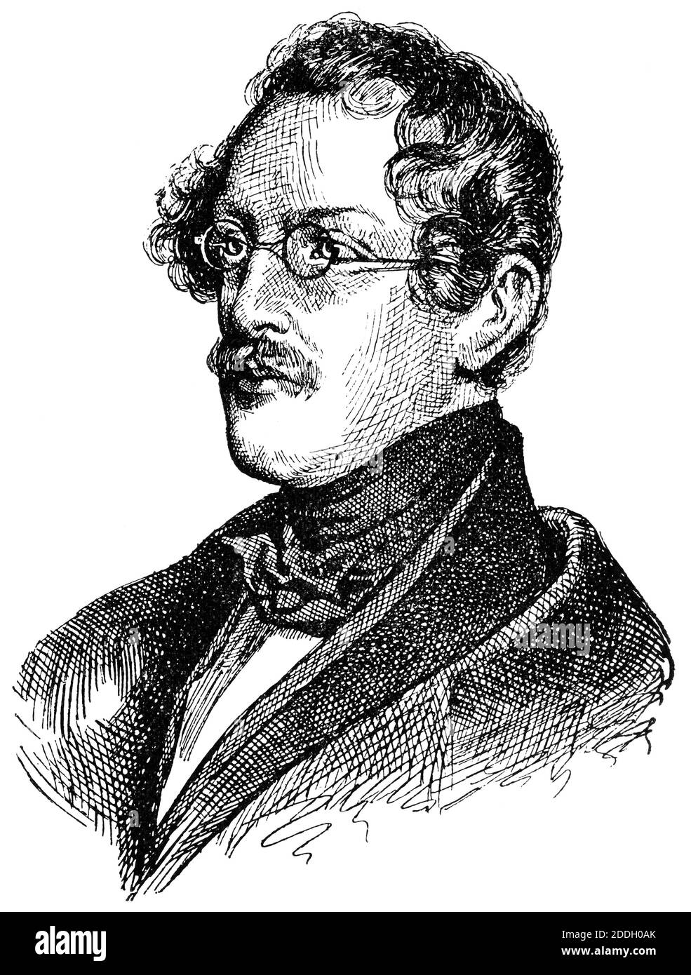 Portrait of Count Anton Alexander von Auersperg (Anastasius Grun) - an Austrian poet and liberal politician. Illustration of the 19th century. White background. Stock Photo