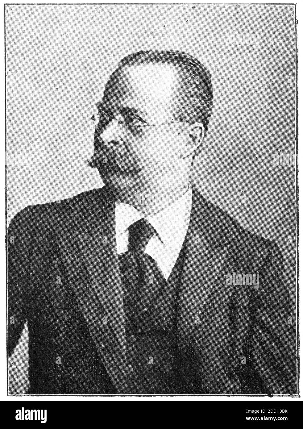Portrait of Ernst von Wildenbruch - a German poet and dramatist. Illustration of the 19th century. White background. Stock Photo
