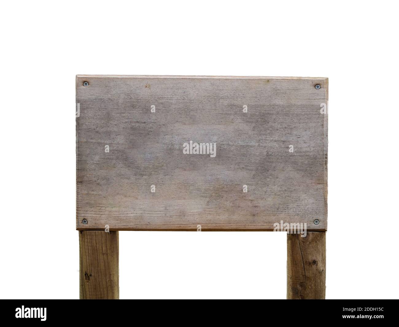 A closeup shot of an empty wooden billboard isolated on a white ...