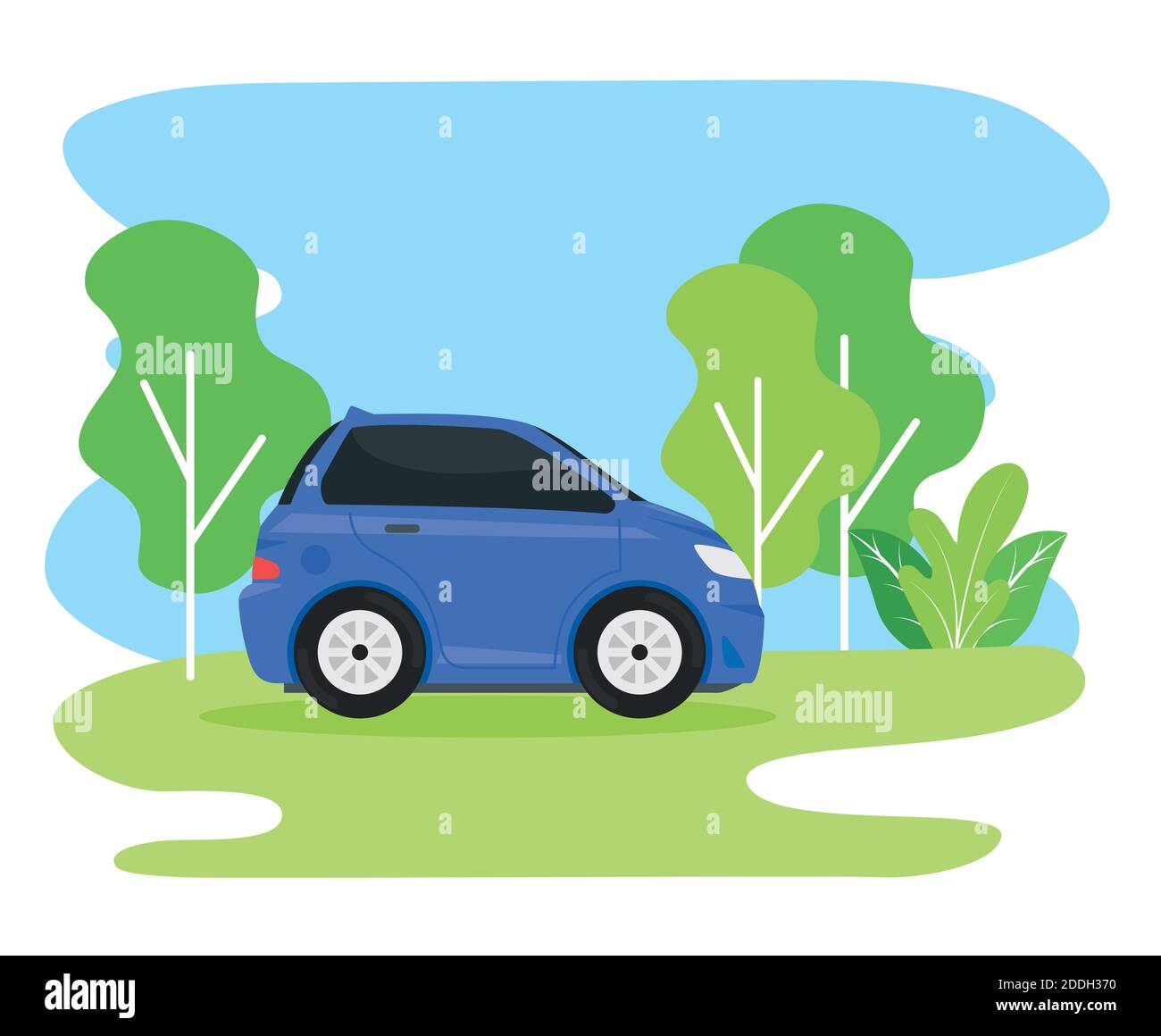 blue car vehicle traveling in the camp Stock Vector Image & Art - Alamy