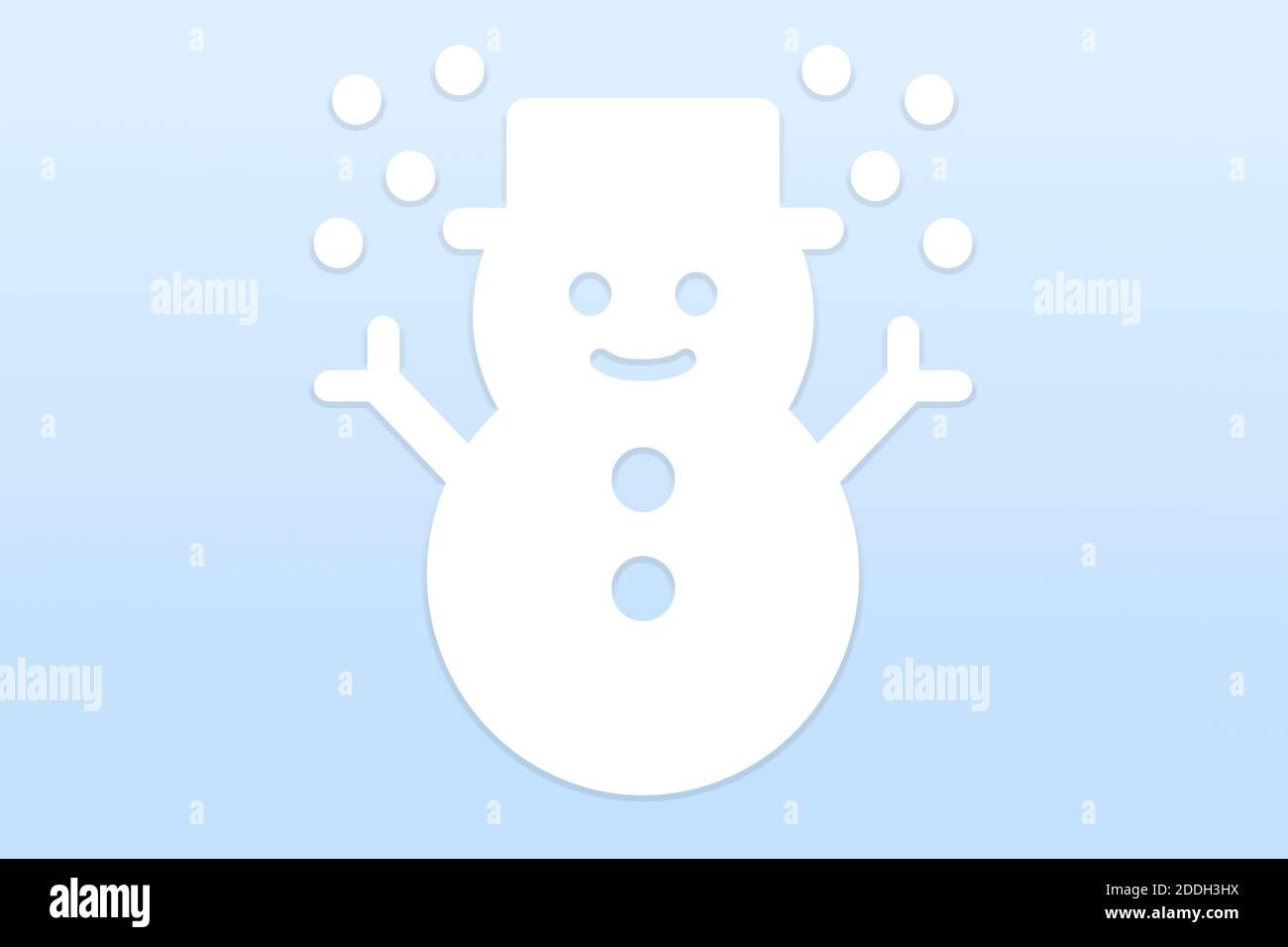 Illustration of a white snowman on a blue gradient background Stock ...