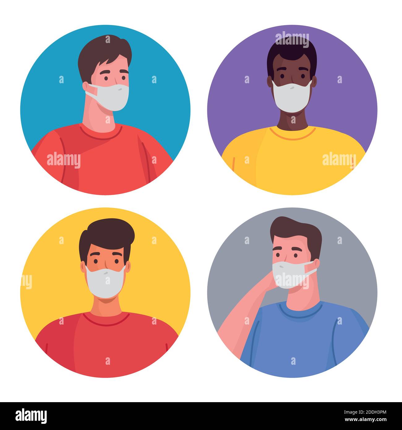 group of interracial men wearing medical masks characters Stock Vector ...