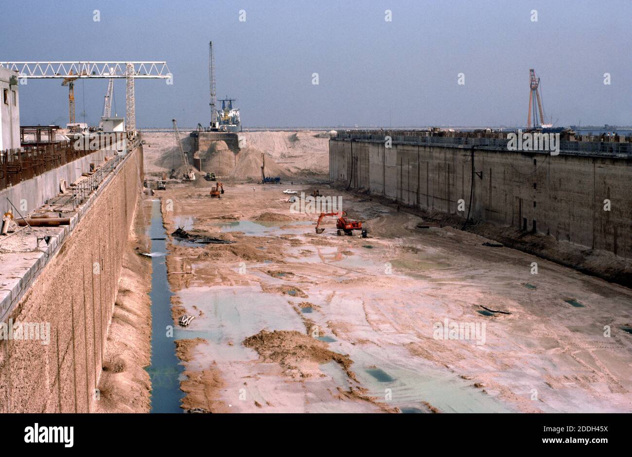Dubai UAE Dubai Dry Dock Construction 1977 Stock Photo