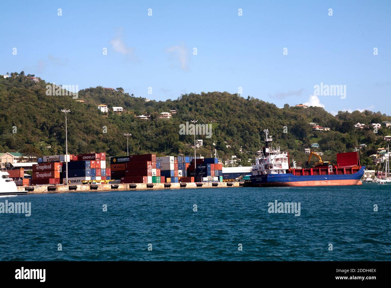container depot st georges harbour st george grenada Stock Photo