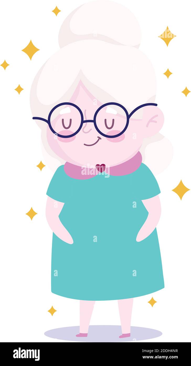 cute grandma with glasses cartoon character icon vector illustration Stock  Vector Image & Art - Alamy
