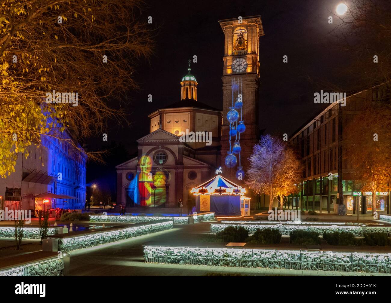 Christmas time in the city center.Xmas light and decorations.Legnano,Metropolitan city of Milan, Lombardy, Italy Stock Photo
