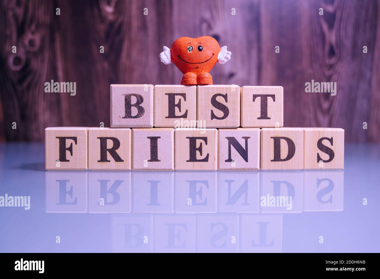 Text BEST FRIENDS on wood cube blocks. Best friends wooden cubes