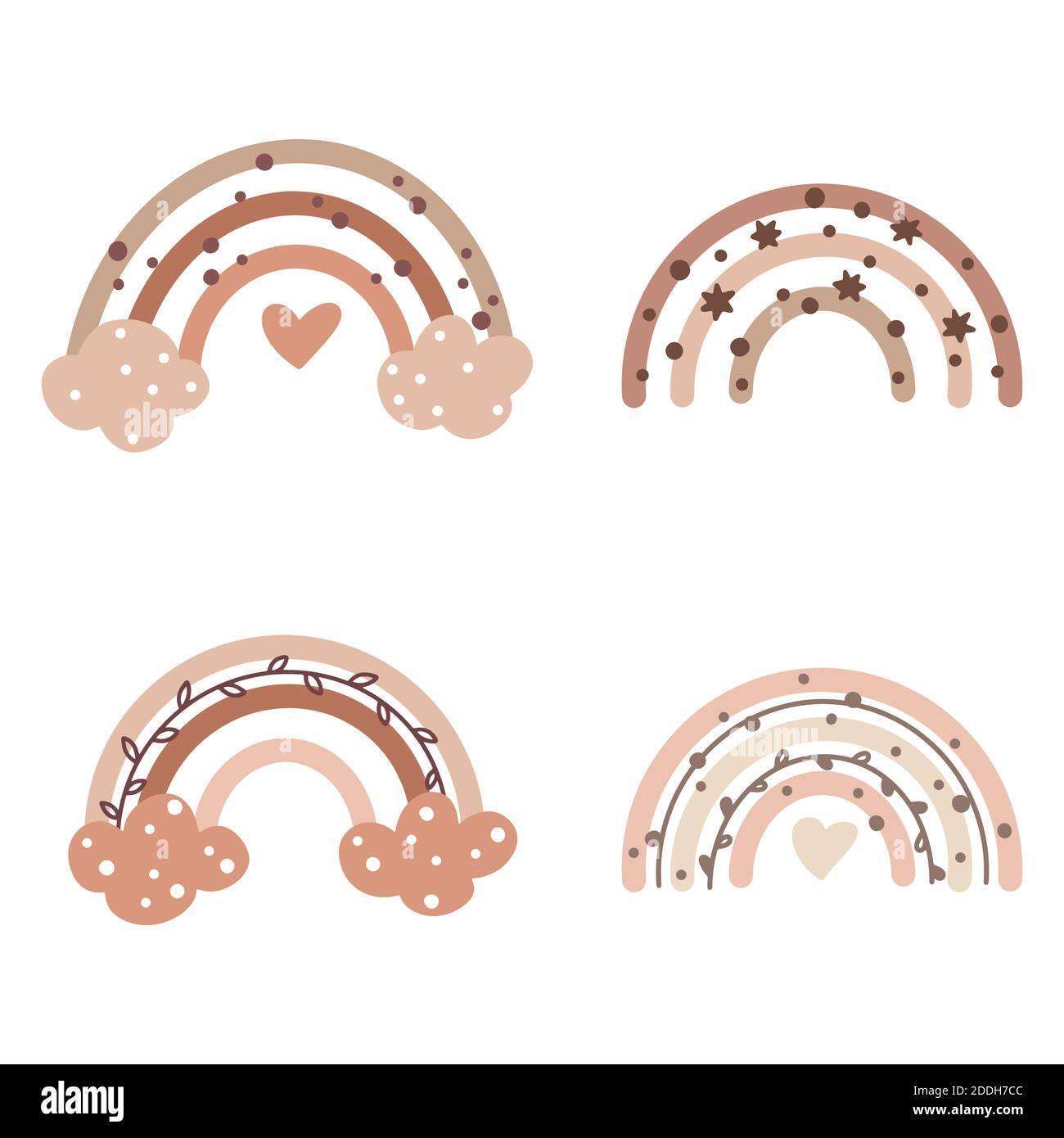 Collection Of Rainbows In Pastel Colors Hand Drawn In Scandinavian Style Isolated On White Background Vector Illustration Stock Vector Image Art Alamy
