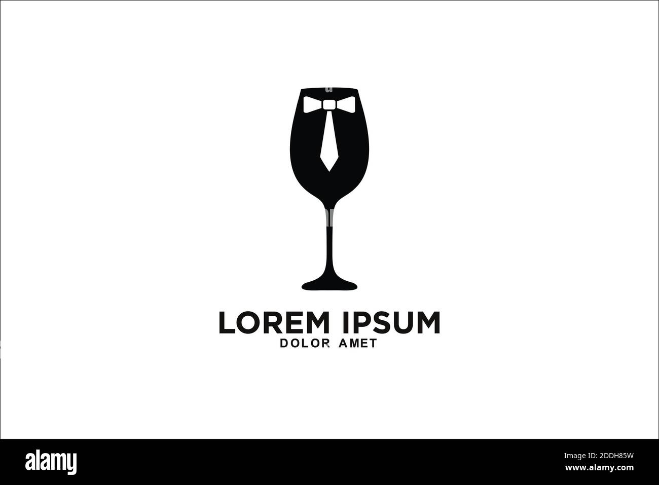 Wine glass logo. Wine bow tie ribbon concept template inspiration Stock  Photo - Alamy