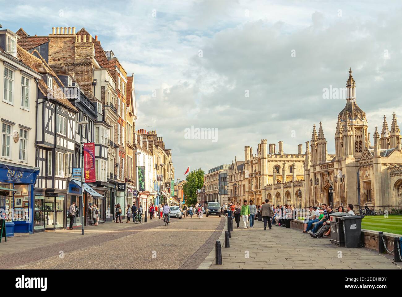 Streetscape at the old town of the university city Cambridge, Cambridgeshire, England Stock Photo