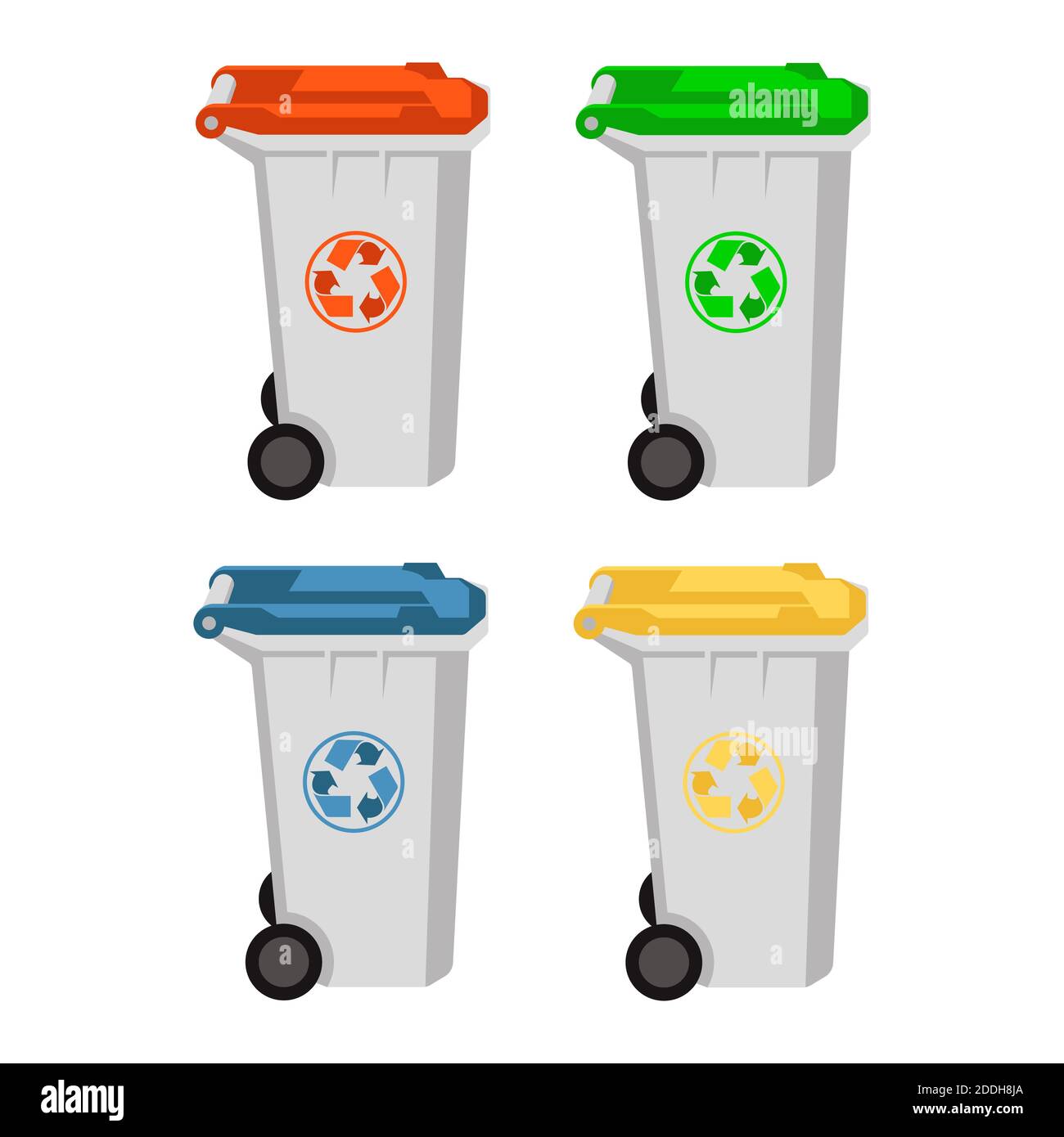 wheeled garbage bin vector illustration set flat style Stock Photo