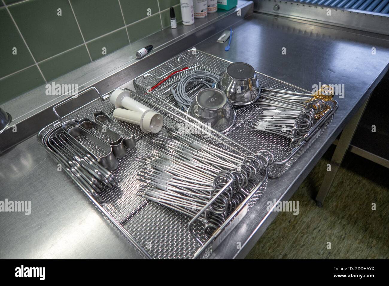 Cleaned Instruments cleaned surgical instruments are sorted into instrument trays Stock ...