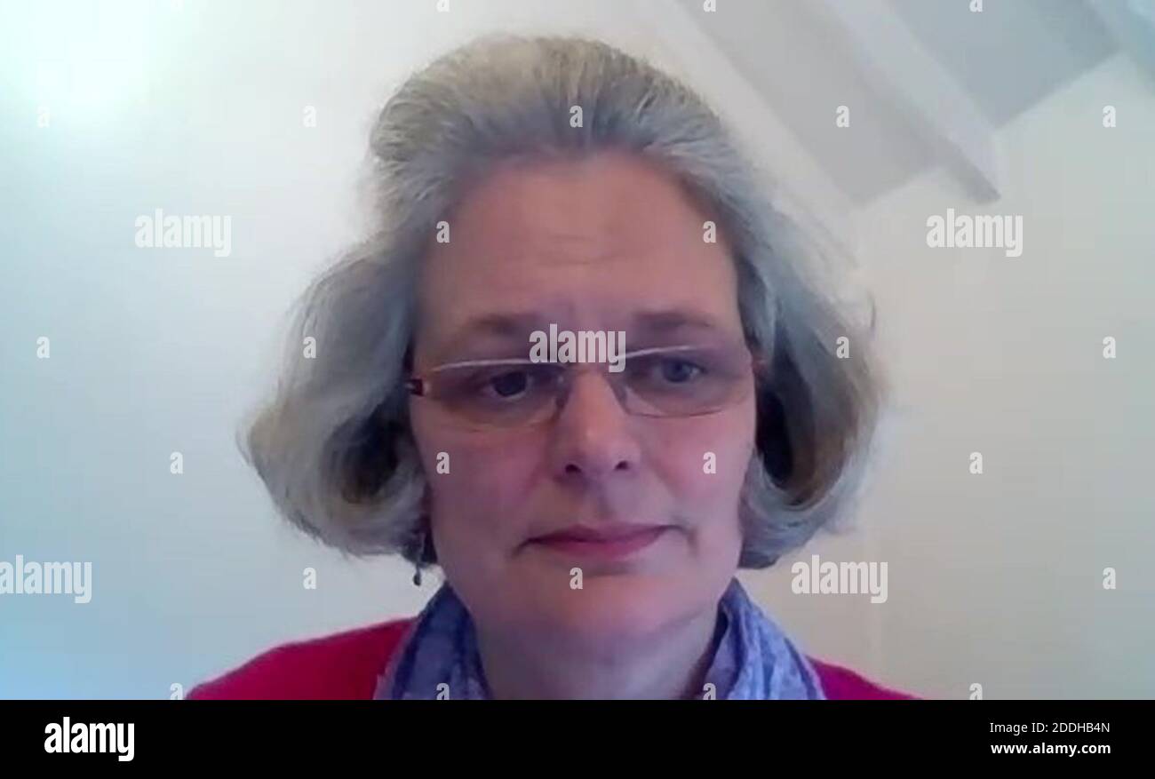 Screen grab taken from a Zoom interview with Clea Harmer, chief executive of stillbirth and neonatal death charity Sands, who has said social distancing limitations have meant women have had to go to hospital alone and grieve their unborn baby alone. Stock Photo