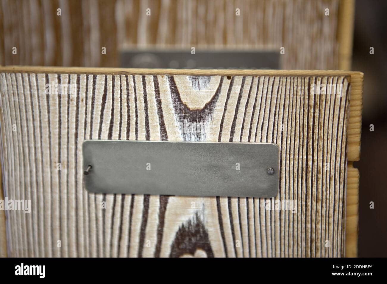 Sample parquet boards in hardware store, in home improvement warehouse