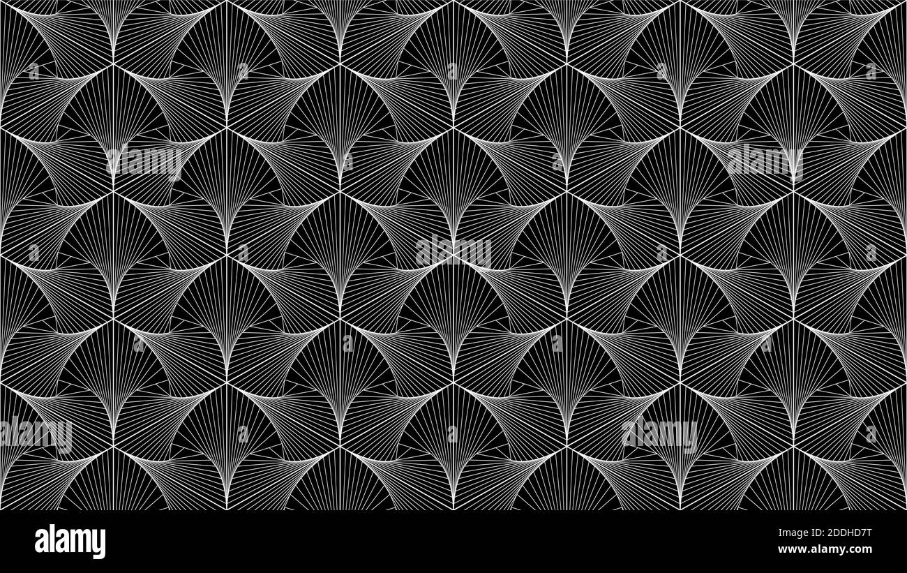 Black seamless geometric pattern. Abstract zentangle background for wallpaper, texture, fabric and other designs. 8K Resolution. Zentangle. Vector. Stock Vector