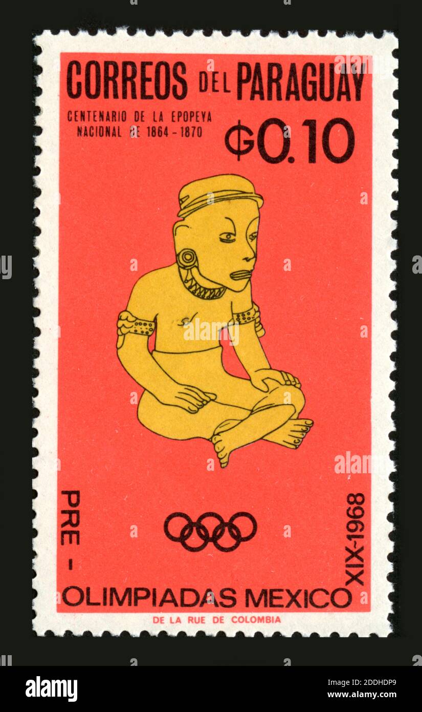 Stamp print in Paraguay, XIX Pre-olympics games Stock Photo