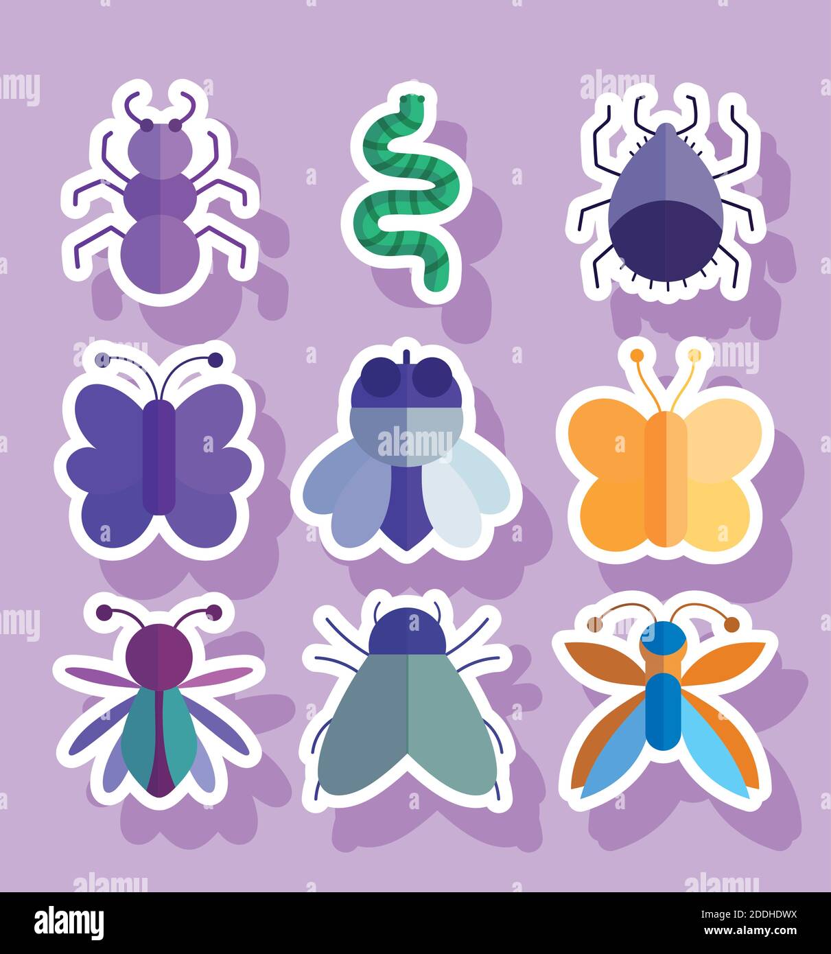 Bug Sticker Cartoon collection bugs natural animal cartoon in stickers style vector ...