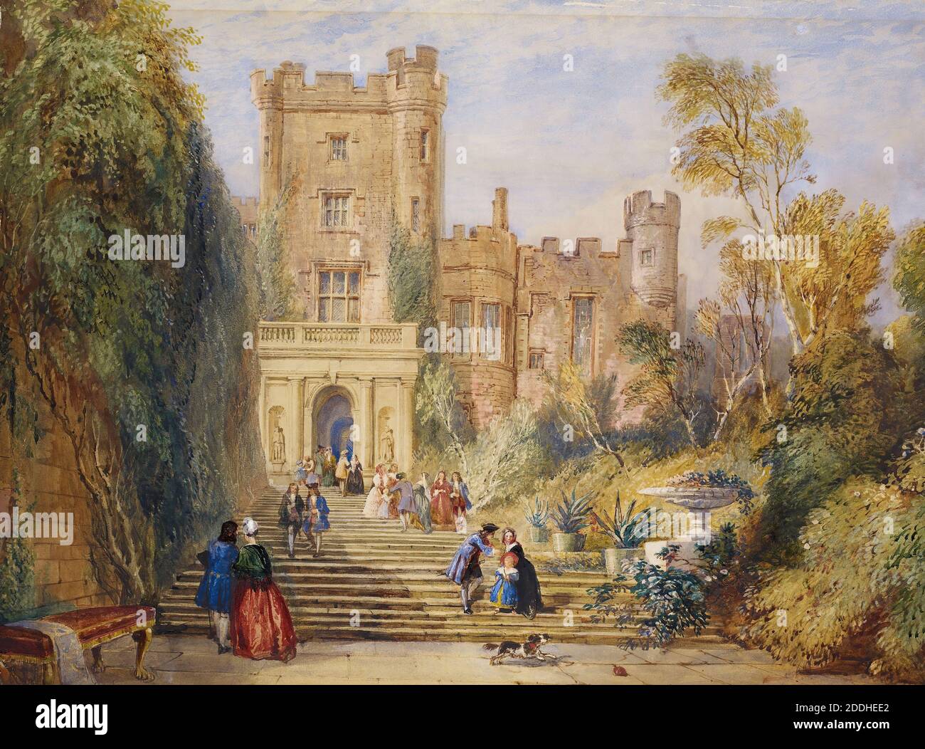 Powys Castle, Wales, 1885 By David Cox Jnr, Watercolour, Wales, Topographical Views Stock Photo