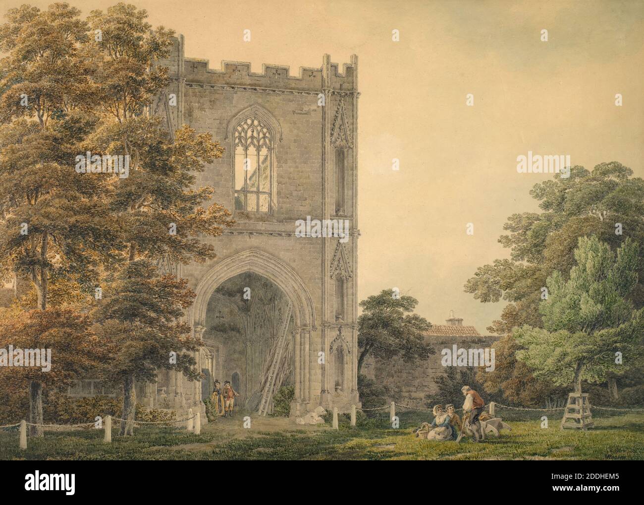 Ruined Gateway at the Abbey, Bury St Edmunds, 1788-1801, Michael 'Angelo' Rooker, watercolour Stock Photo
