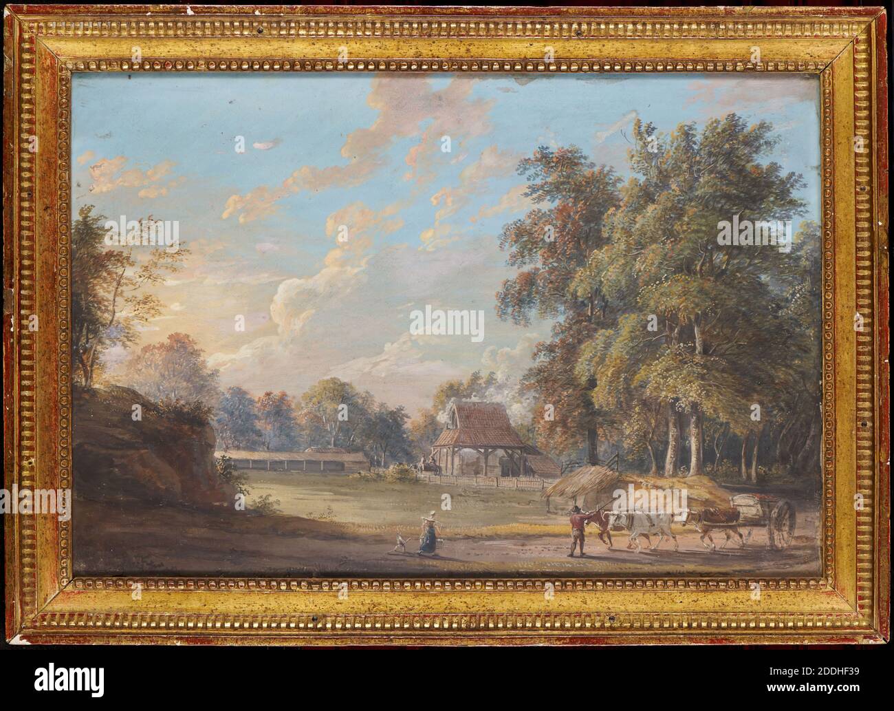 Scene In Worcestershire, c.1725-1809 Paul Sandby (d.1809), Landscape, 18th Century, England, English, Frame, Rural, Animal, Cow, Countryside, Agriculture, Farming, England, Worcestershire, Works on Paper Stock Photo