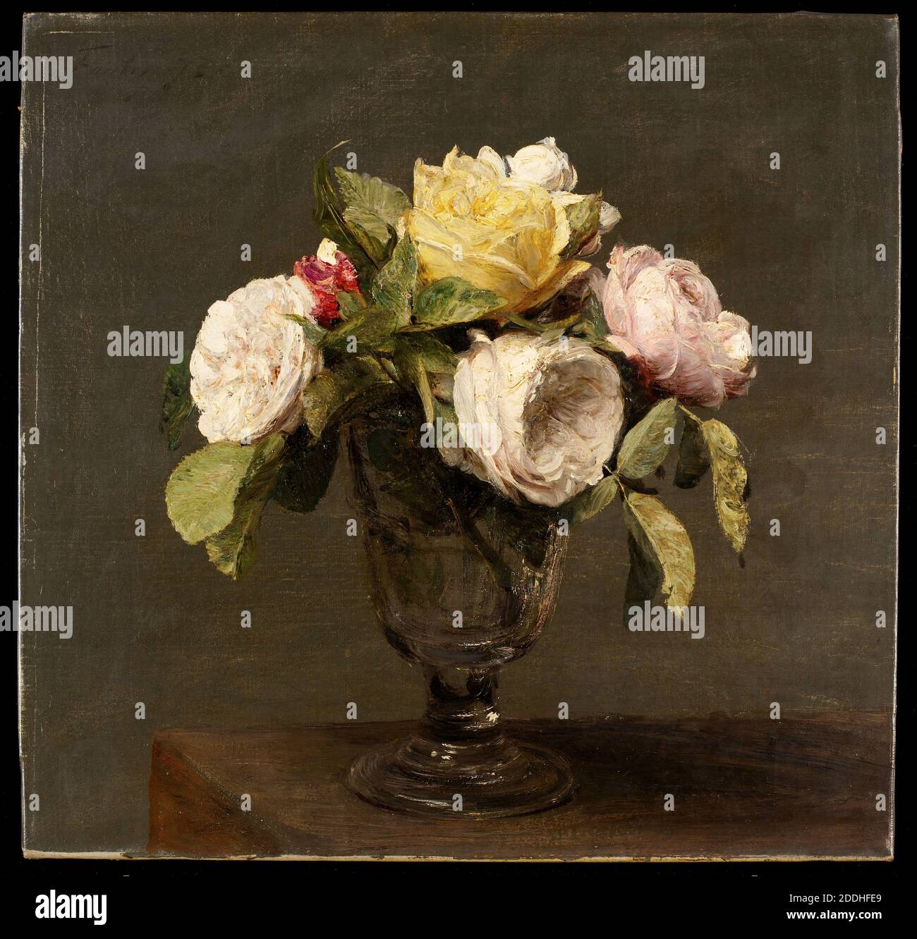 Roses dans un Verre a Pied, 1873 Artist Henri Fantin Latour, Flower