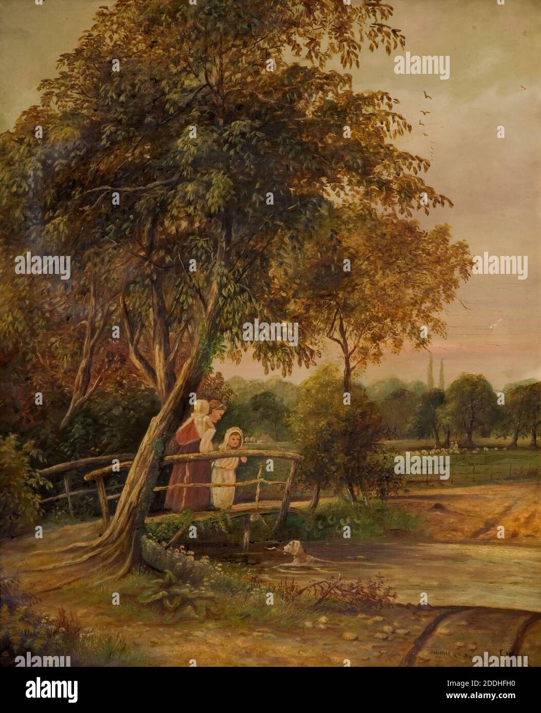 Hobmore Road Ford, 1860-1900 By E. Watts, Tree, Landscape, Topographical Views, Rural, England, Midlands Stock Photo