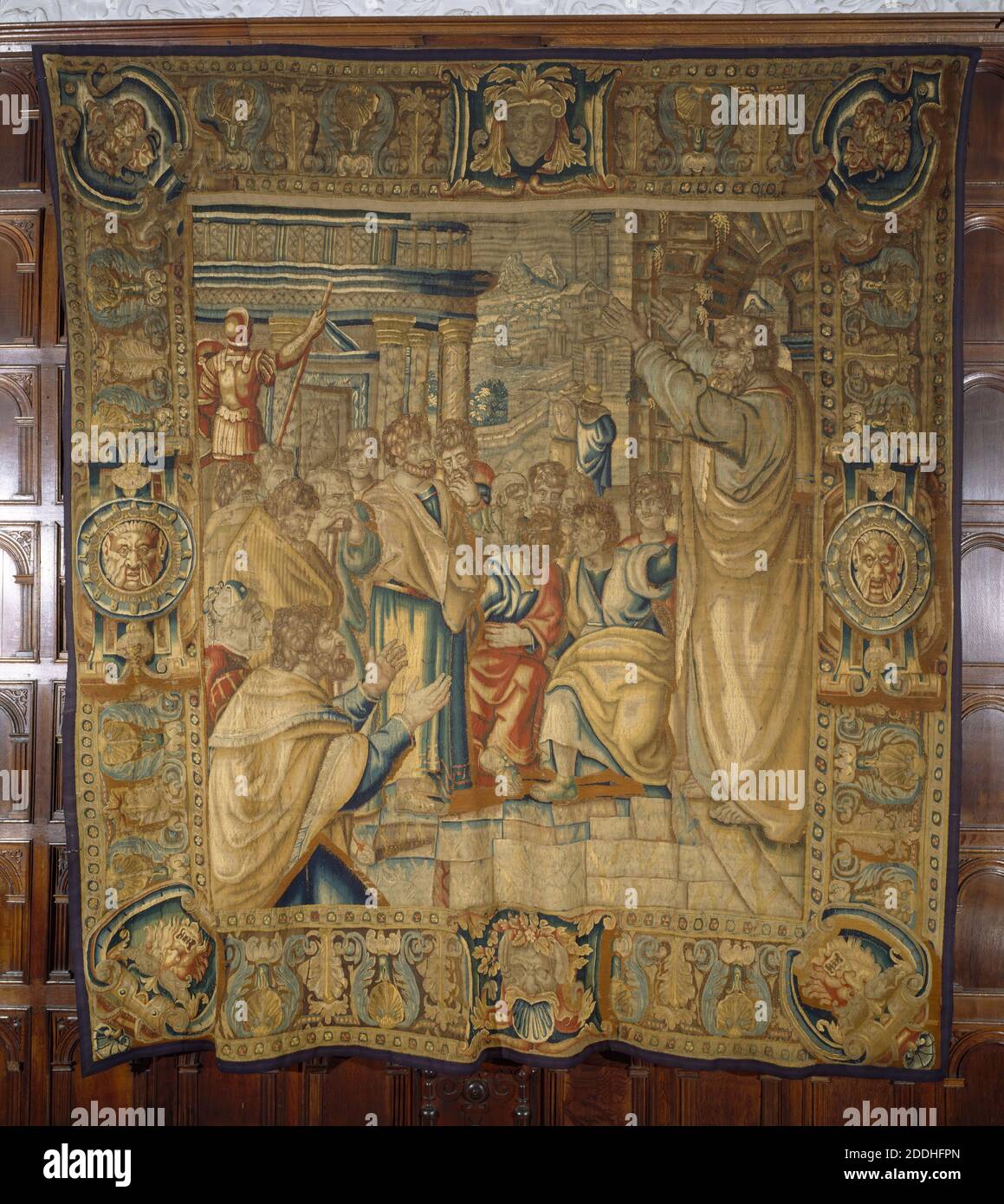 Tapestry, St Paul at Athens, 1600-1650 One of a set of eight depicting the acts of the Apostles, after the cartoons of Raphael., Applied Arts, Textiles, Tapestry, Bible Stock Photo