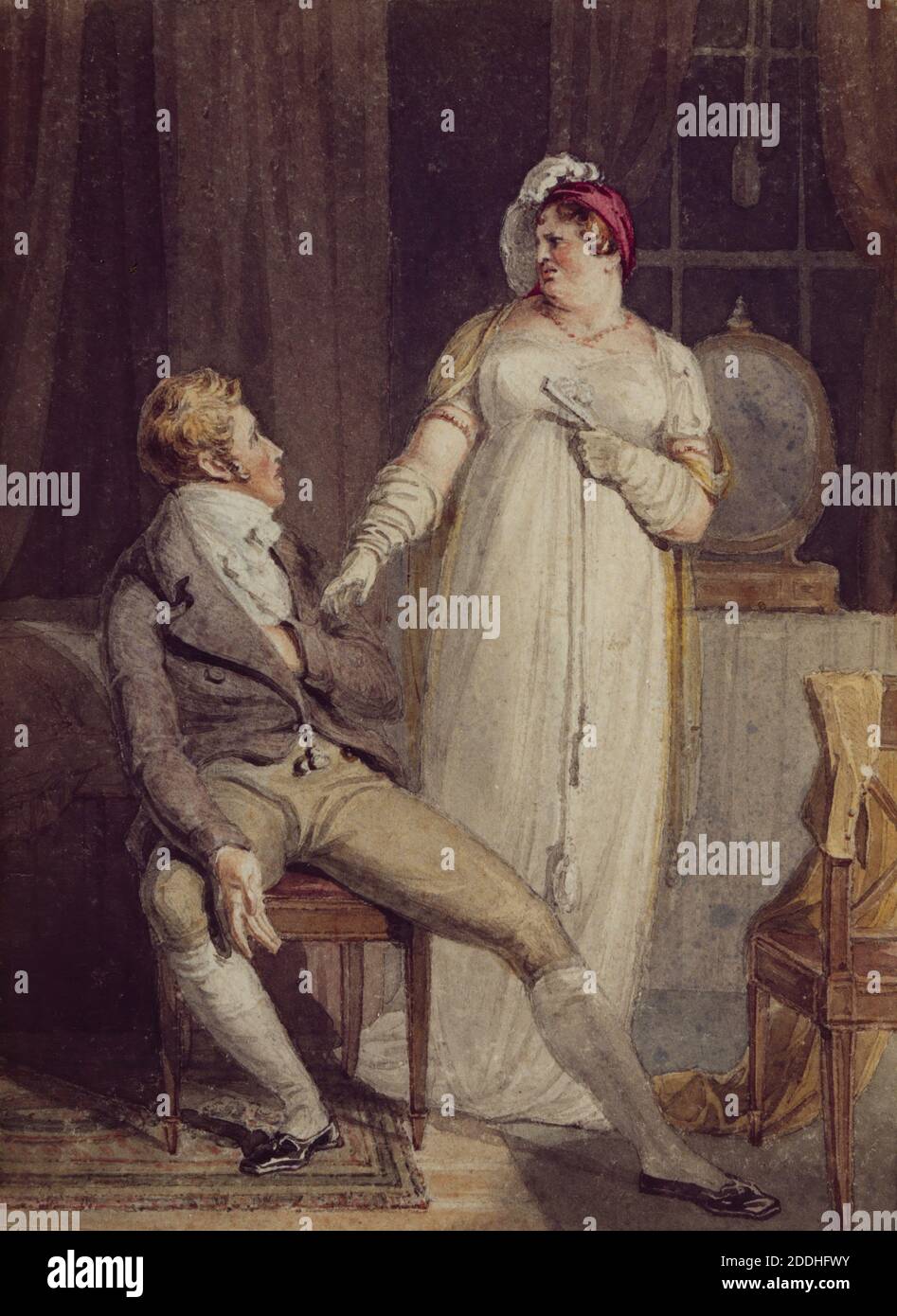 Tom Jones and Mrs Weston, undated Thomas Uwins (d. 1857), Watercolour, Illustration, Female, Male, Literature, Character Stock Photo