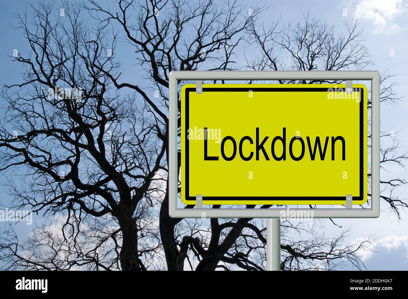 Place-name sign saying Lockdown in front of a tree and sky Stock Photo ...