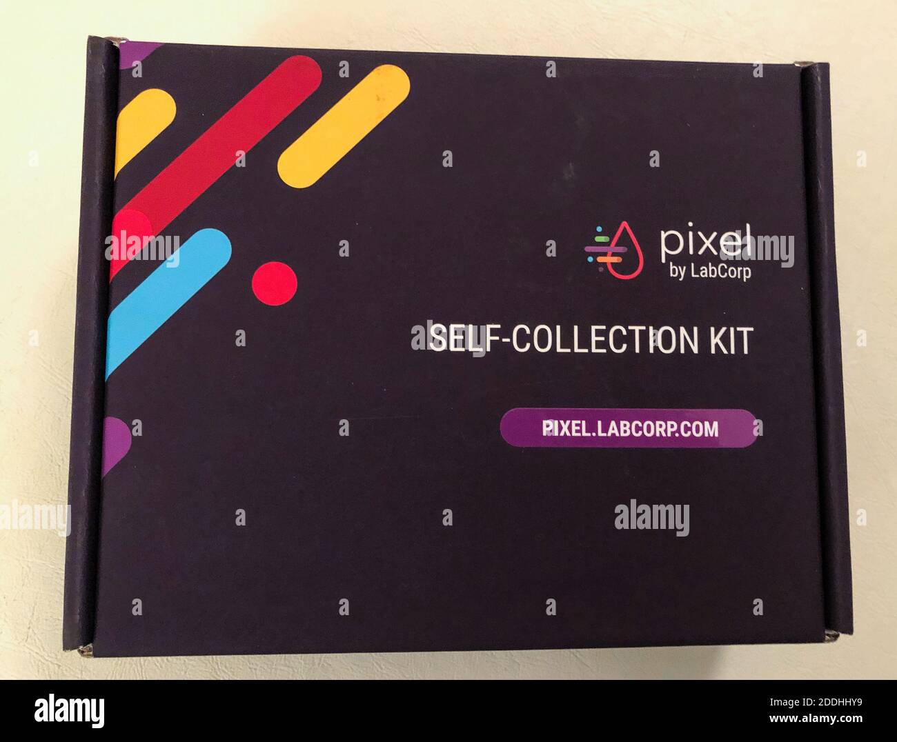 A Pixel by LabCorp COVID19 athome kit is displayed at a home in