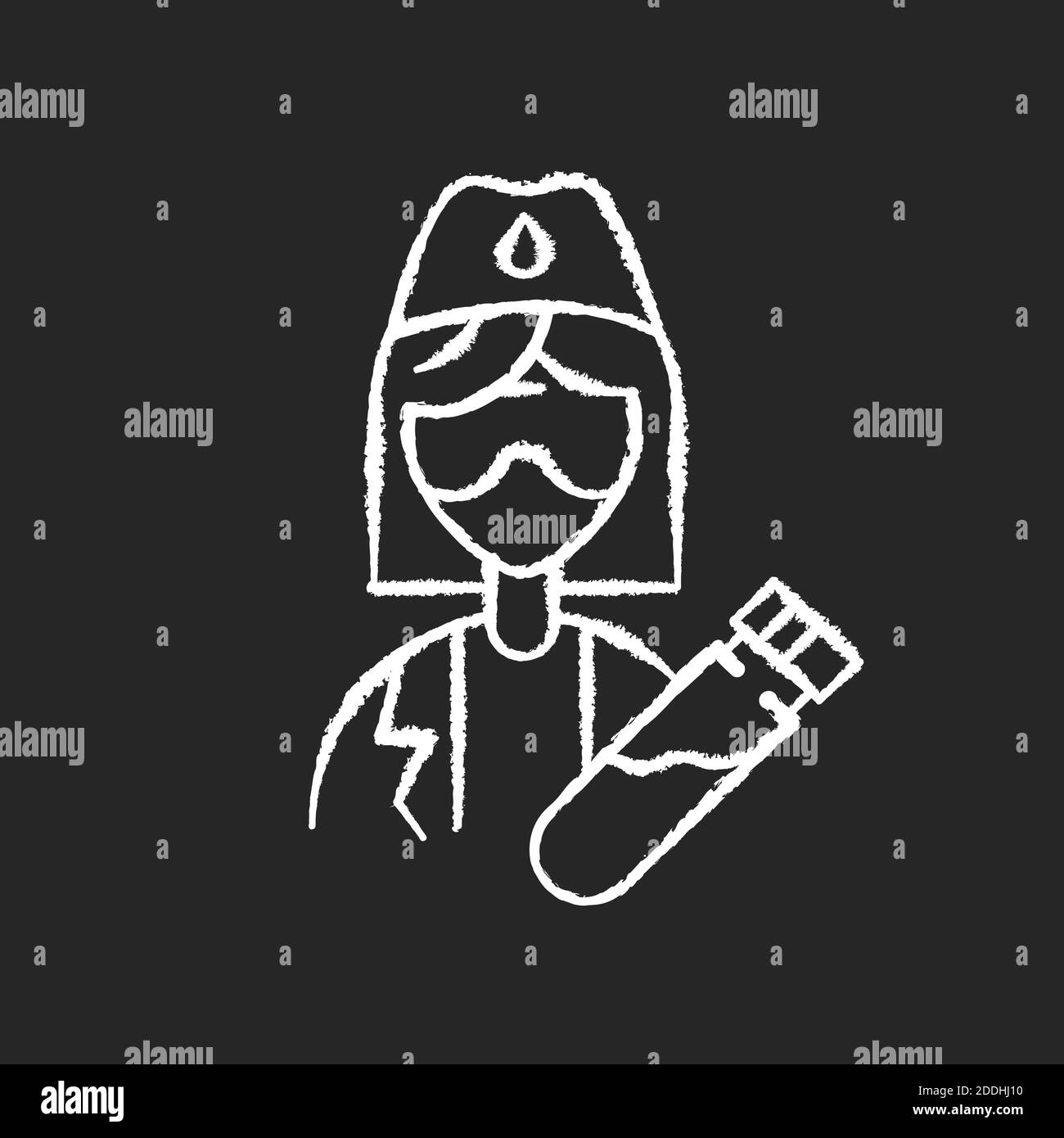 Lab worker chalk white icon on black background Stock Vector Image ...